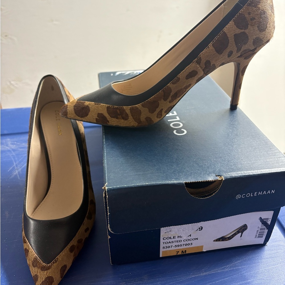 Cole Haan like new leopard print stiletto heels